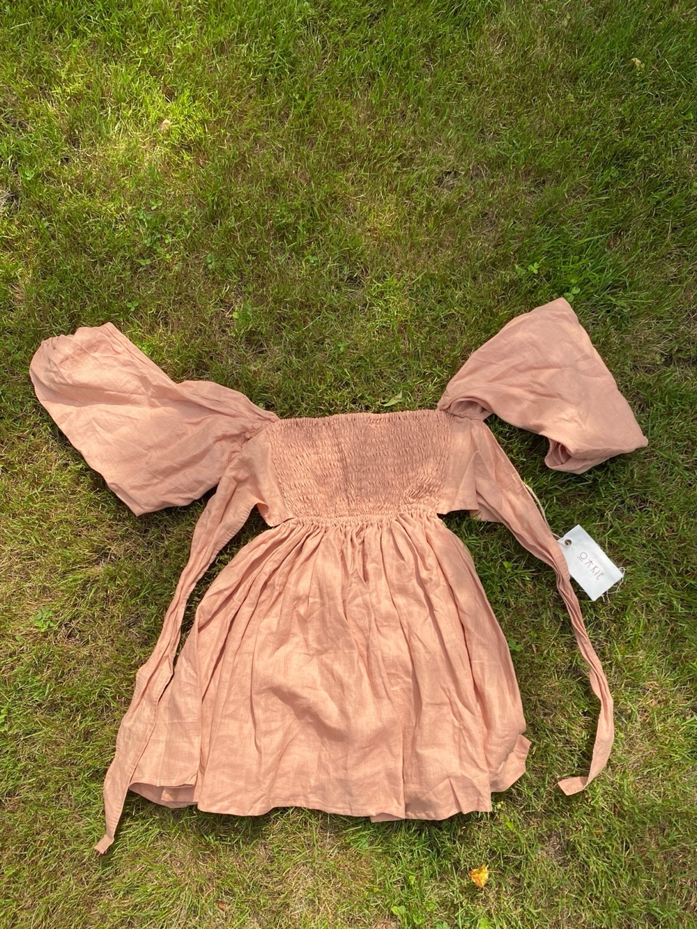 Girls' Rust-Pink Smocked Dress with Puff Sleeves